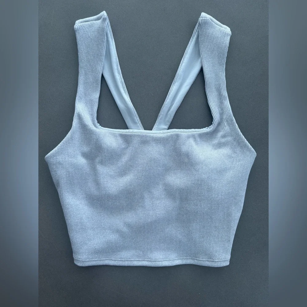 Alo Light Gray Activewear Top Small